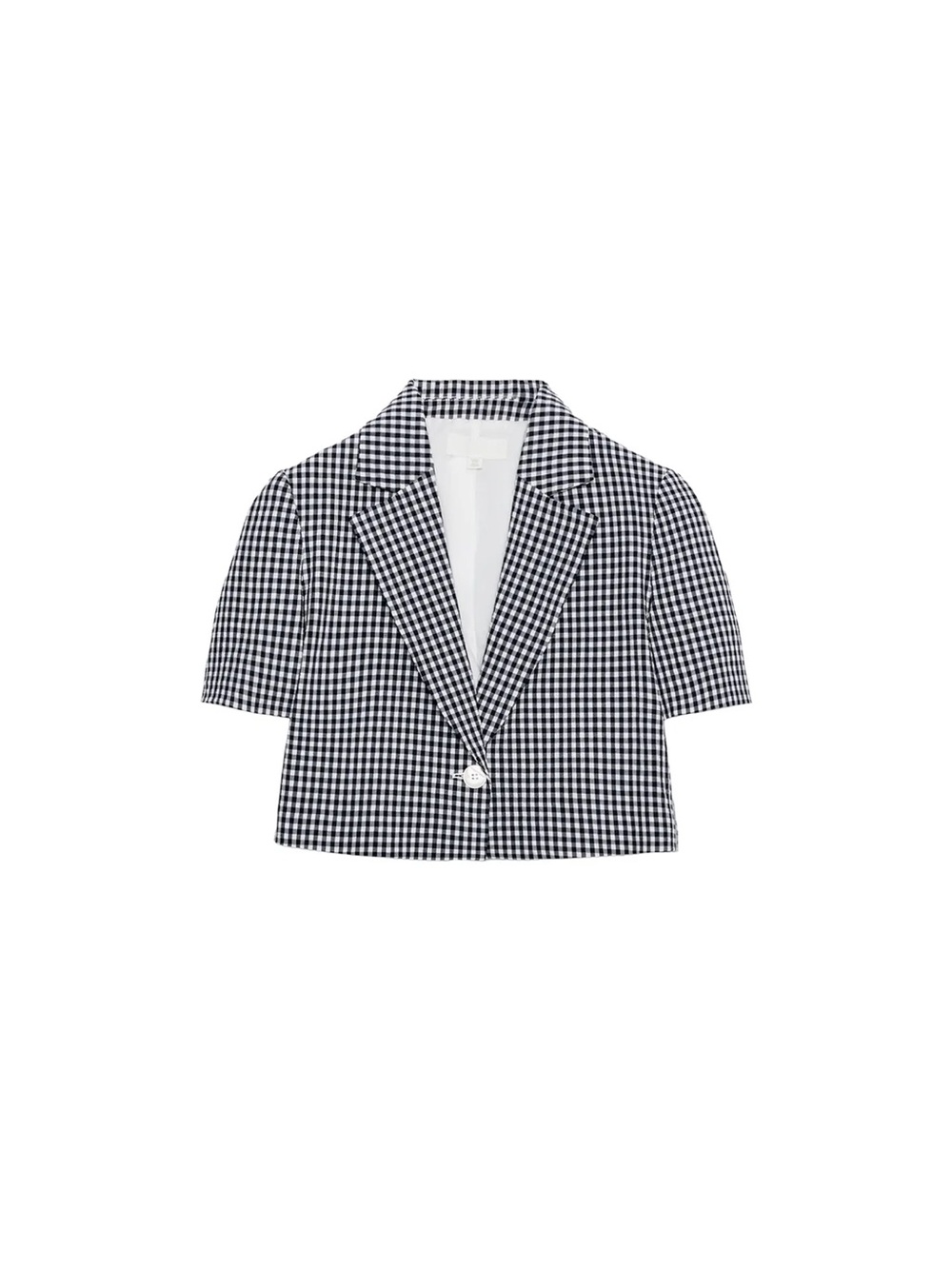 Zara Short Gingham Blazer Navy